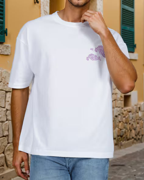 Back Graphic Print Short Sleeve Oversized Fit Tshirt