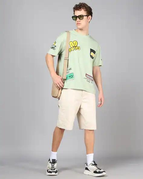 Drop Shoulder Typographic Placement Print Crew Tshirt