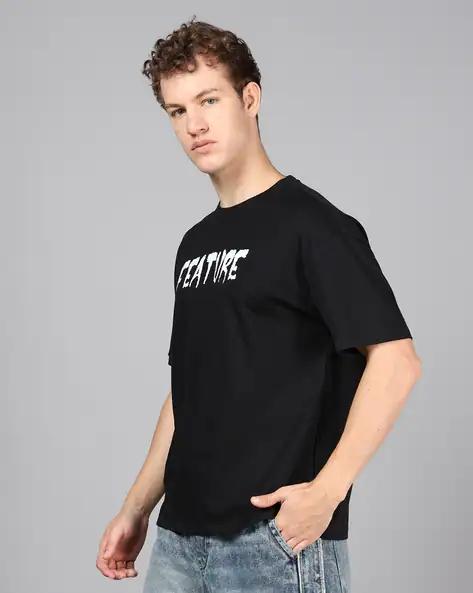 Drop Shoulder Typographic Back Print Crew Tshirt Butterfly
