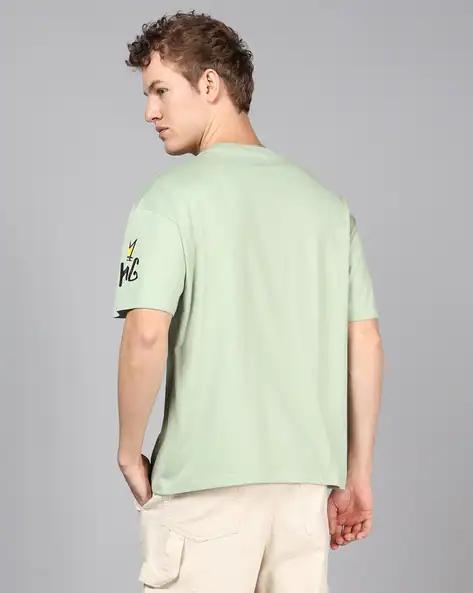 Drop Shoulder Typographic Placement Print Crew Tshirt