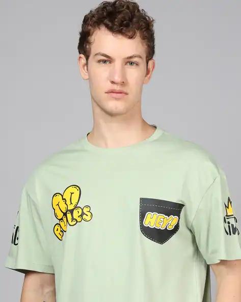 Drop Shoulder Typographic Placement Print Crew Tshirt