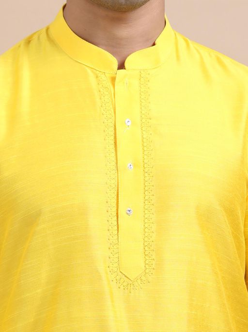 KURTHA LIGHT TOUCH LIGHT COTTON YELLOW FOR MEN