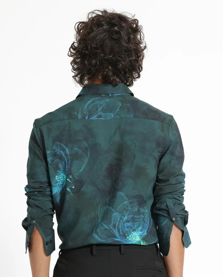 FLORAL PRINT NIGHT SHIRT ALWICK - DARK GREEN