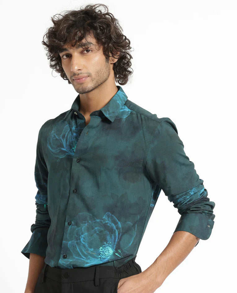 FLORAL PRINT NIGHT SHIRT ALWICK - DARK GREEN