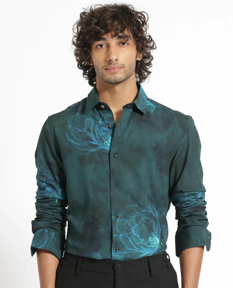 FLORAL PRINT NIGHT SHIRT ALWICK - DARK GREEN