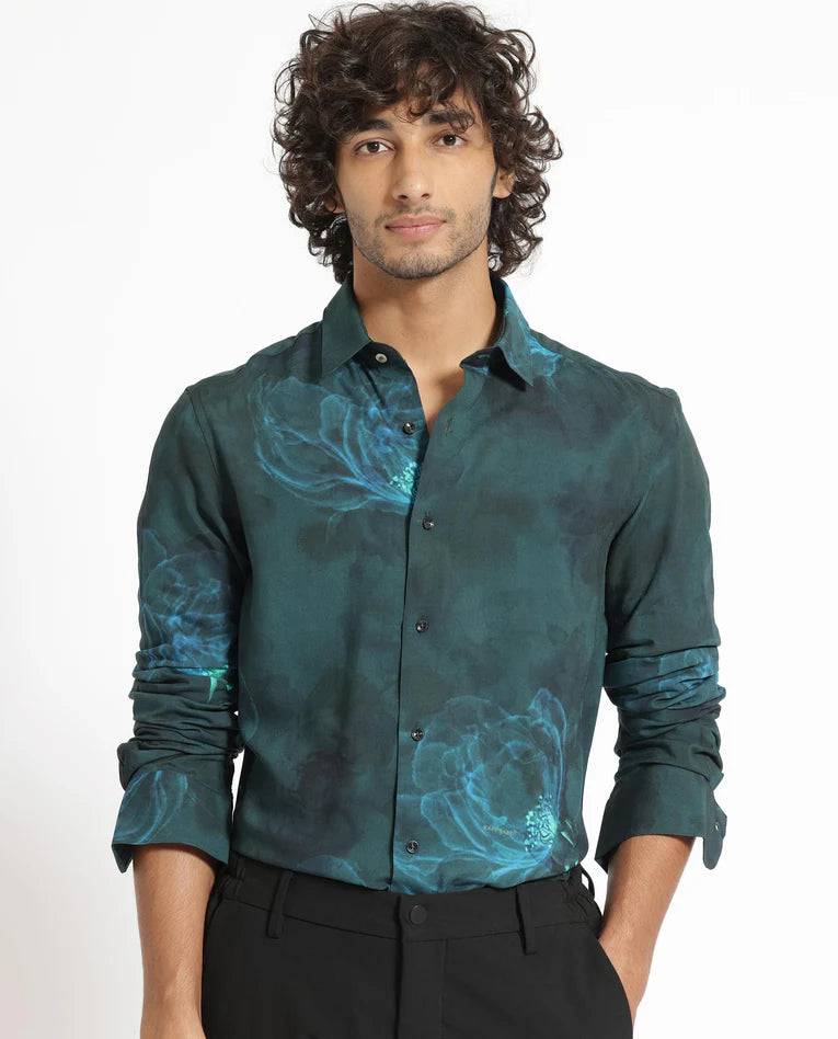 FLORAL PRINT NIGHT SHIRT ALWICK - DARK GREEN