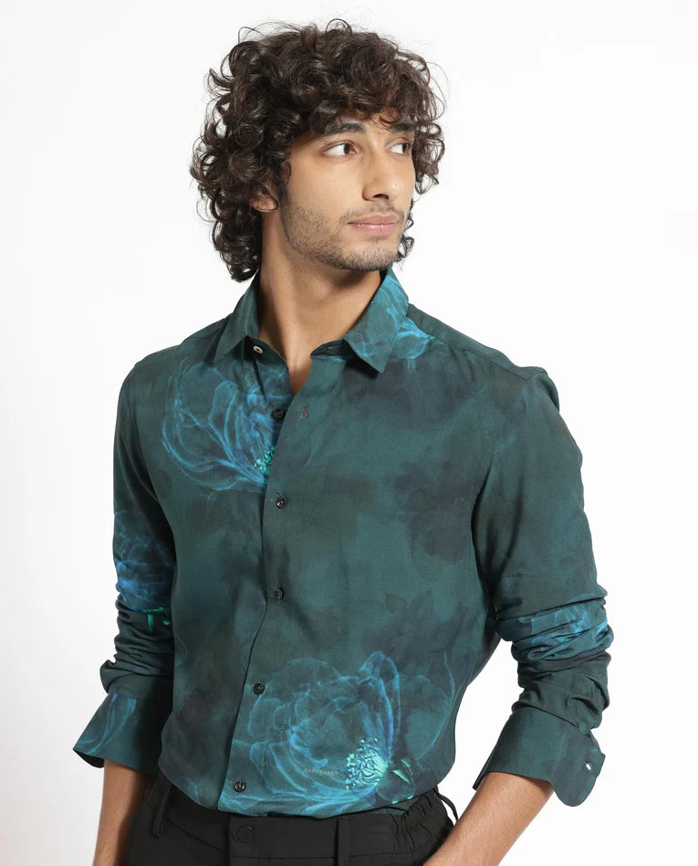 FLORAL PRINT NIGHT SHIRT ALWICK - DARK GREEN