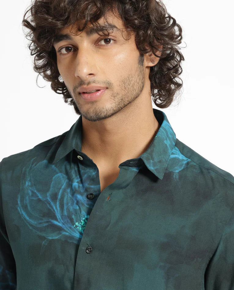 FLORAL PRINT NIGHT SHIRT ALWICK - DARK GREEN