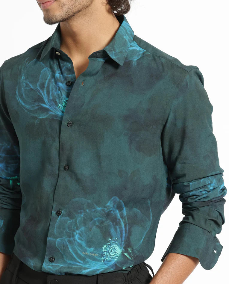 FLORAL PRINT NIGHT SHIRT ALWICK - DARK GREEN