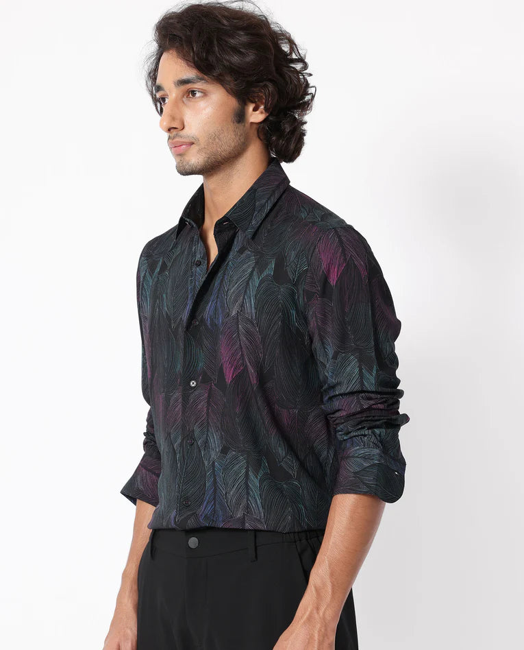 BARTELETS BLACK COLOUR SHIRT FOR MEN