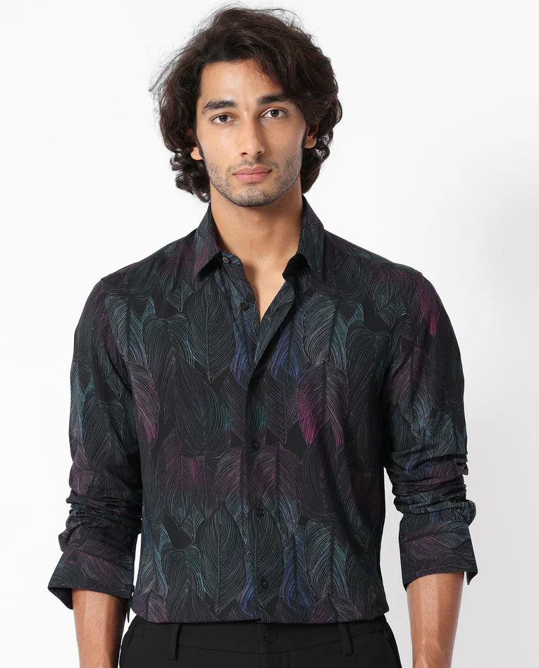 BARTELETS BLACK COLOUR SHIRT FOR MEN