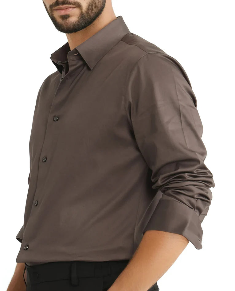 REGULAR FIT PLAIN SHIRT COMO-25 - DUSKY OLIVE