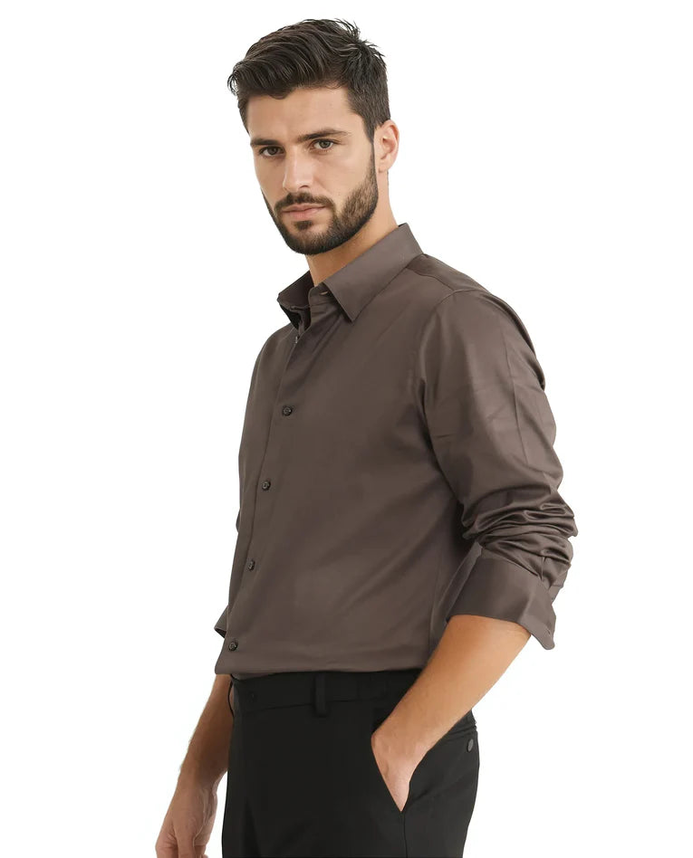 REGULAR FIT PLAIN SHIRT COMO-25 - DUSKY OLIVE