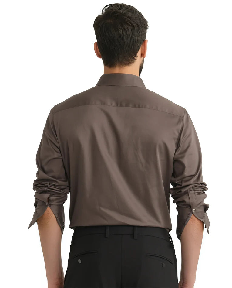 REGULAR FIT PLAIN SHIRT COMO-25 - DUSKY OLIVE