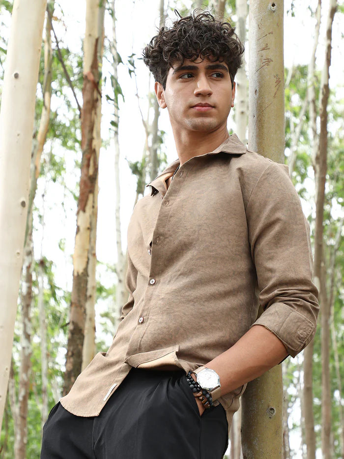 Grazed-Fade Imprint Shirt FOR MEN COTTON