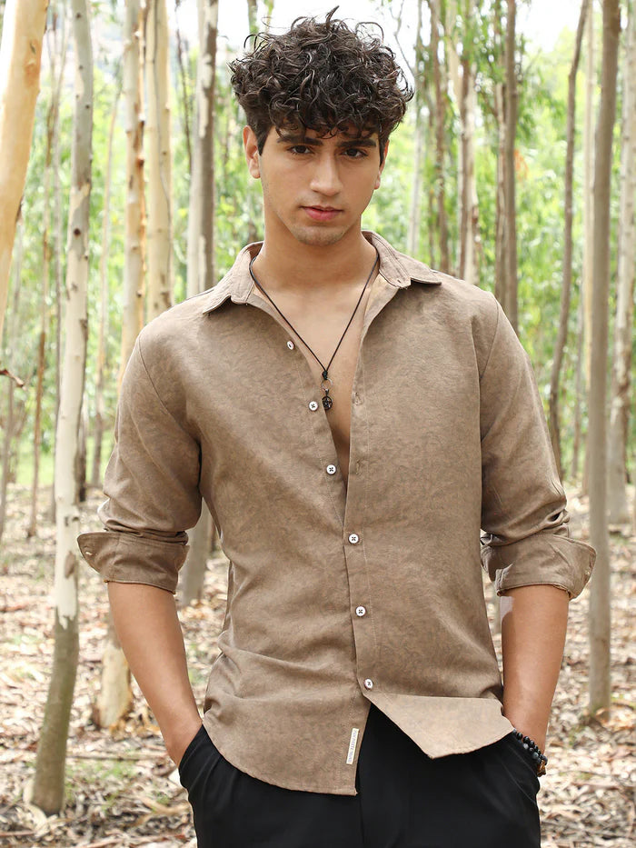 Grazed-Fade Imprint Shirt FOR MEN COTTON