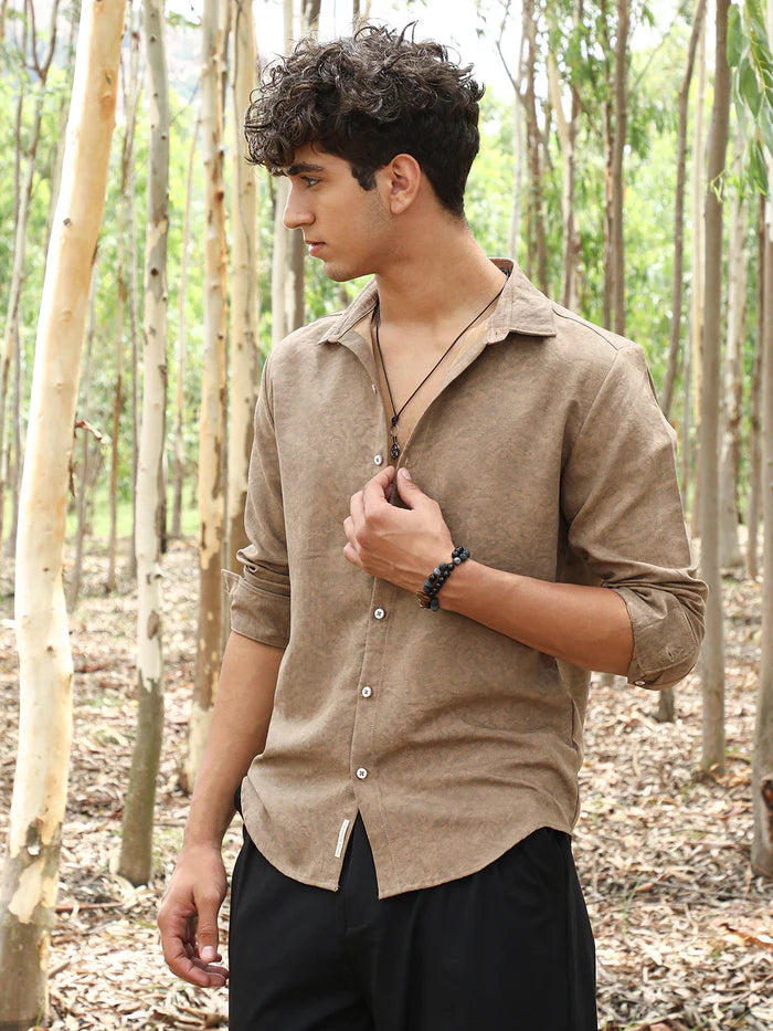 Grazed-Fade Imprint Shirt FOR MEN COTTON