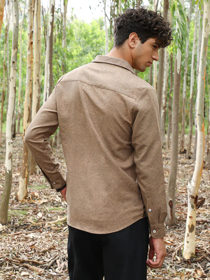 Grazed-Fade Imprint Shirt FOR MEN COTTON