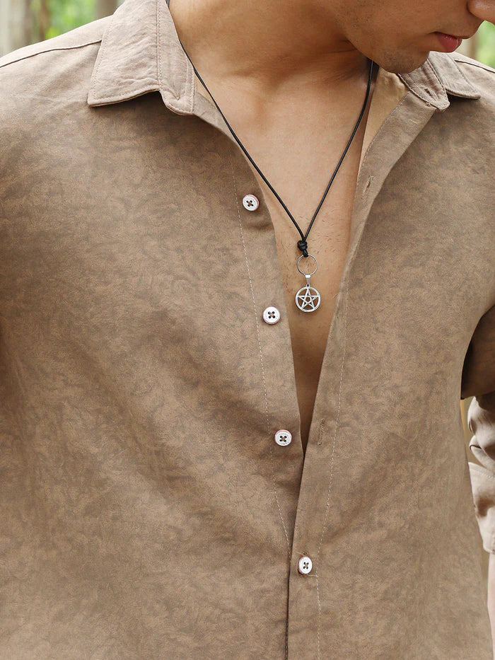 Grazed-Fade Imprint Shirt FOR MEN COTTON