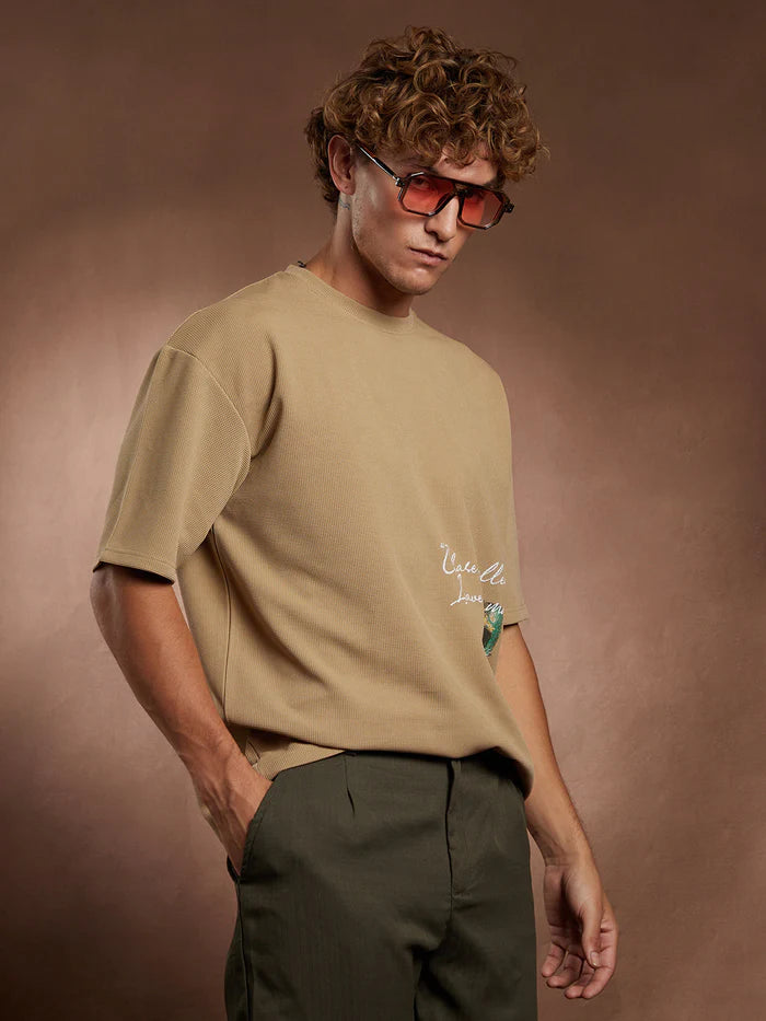 Boxy Grecian-Modernism oversized T-Shirt brown