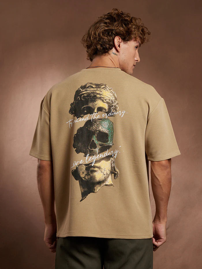Boxy Grecian-Modernism oversized T-Shirt brown