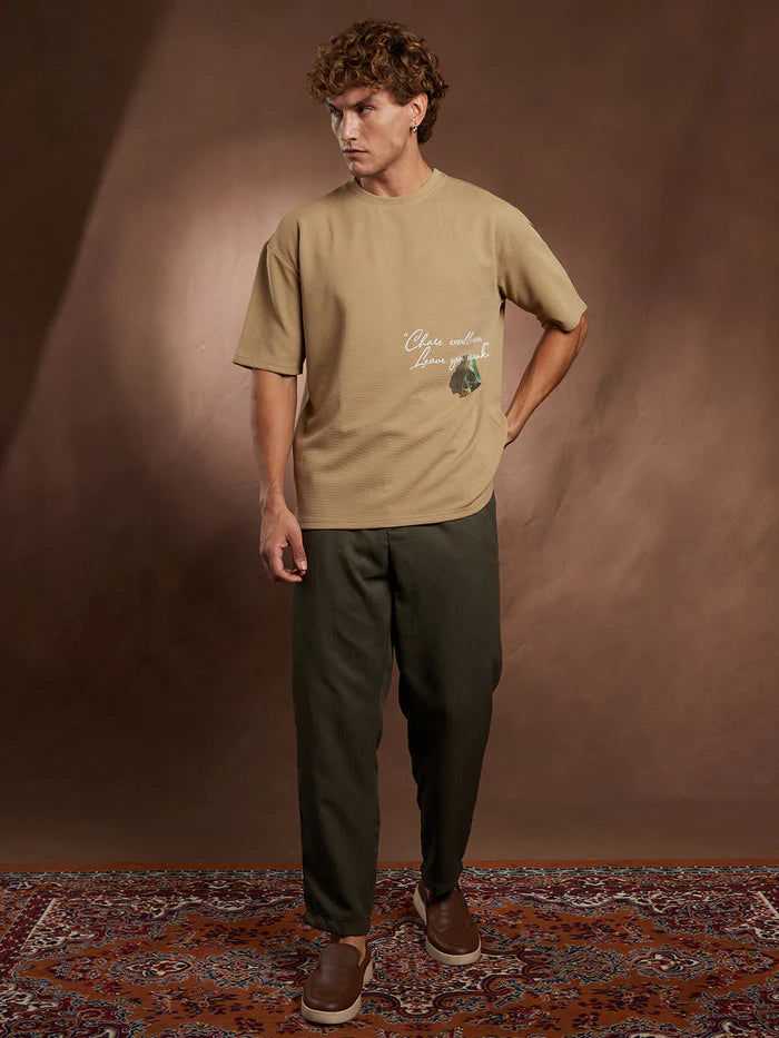Boxy Grecian-Modernism oversized T-Shirt brown