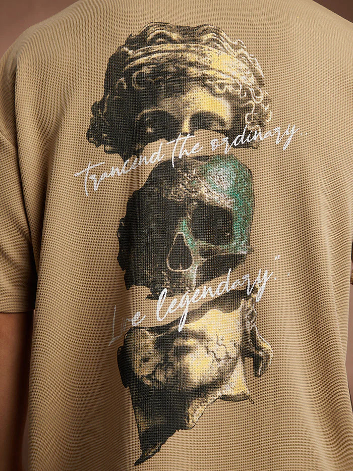Boxy Grecian-Modernism oversized T-Shirt brown