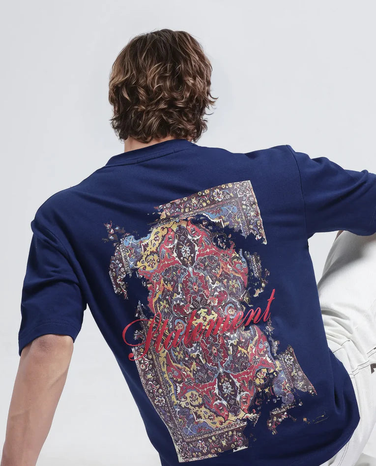 OVERSIZED GRAPHIC PRINT T-SHIRT JOT - BLUE