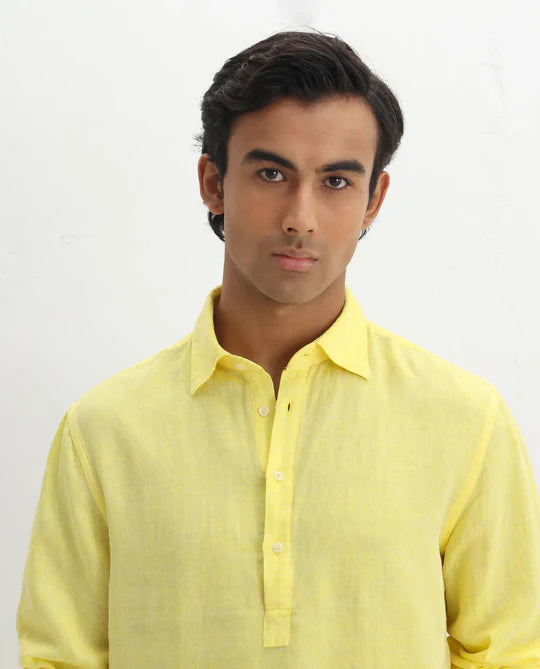 KURTHA FOR GANESH IMMERSION YELLOW SOFT CLOTH FOR MEN