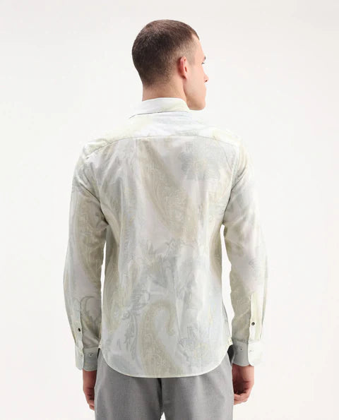 PAISLEY PRINT REGULAR FIT SHIRT LIVRA - OFF WHITE FOR MEN