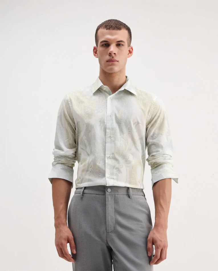 PAISLEY PRINT REGULAR FIT SHIRT LIVRA - OFF WHITE FOR MEN