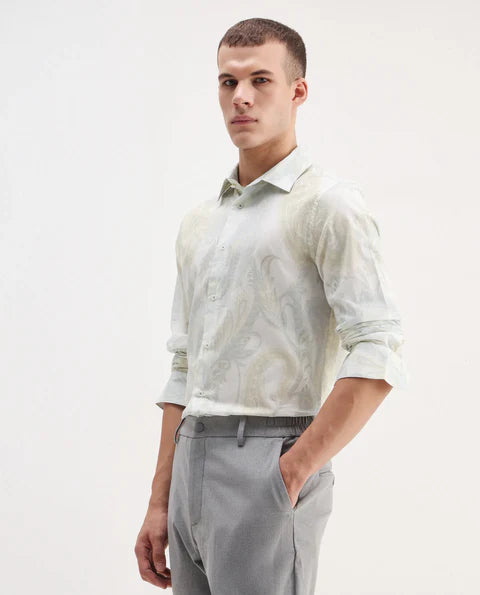 PAISLEY PRINT REGULAR FIT SHIRT LIVRA - OFF WHITE FOR MEN