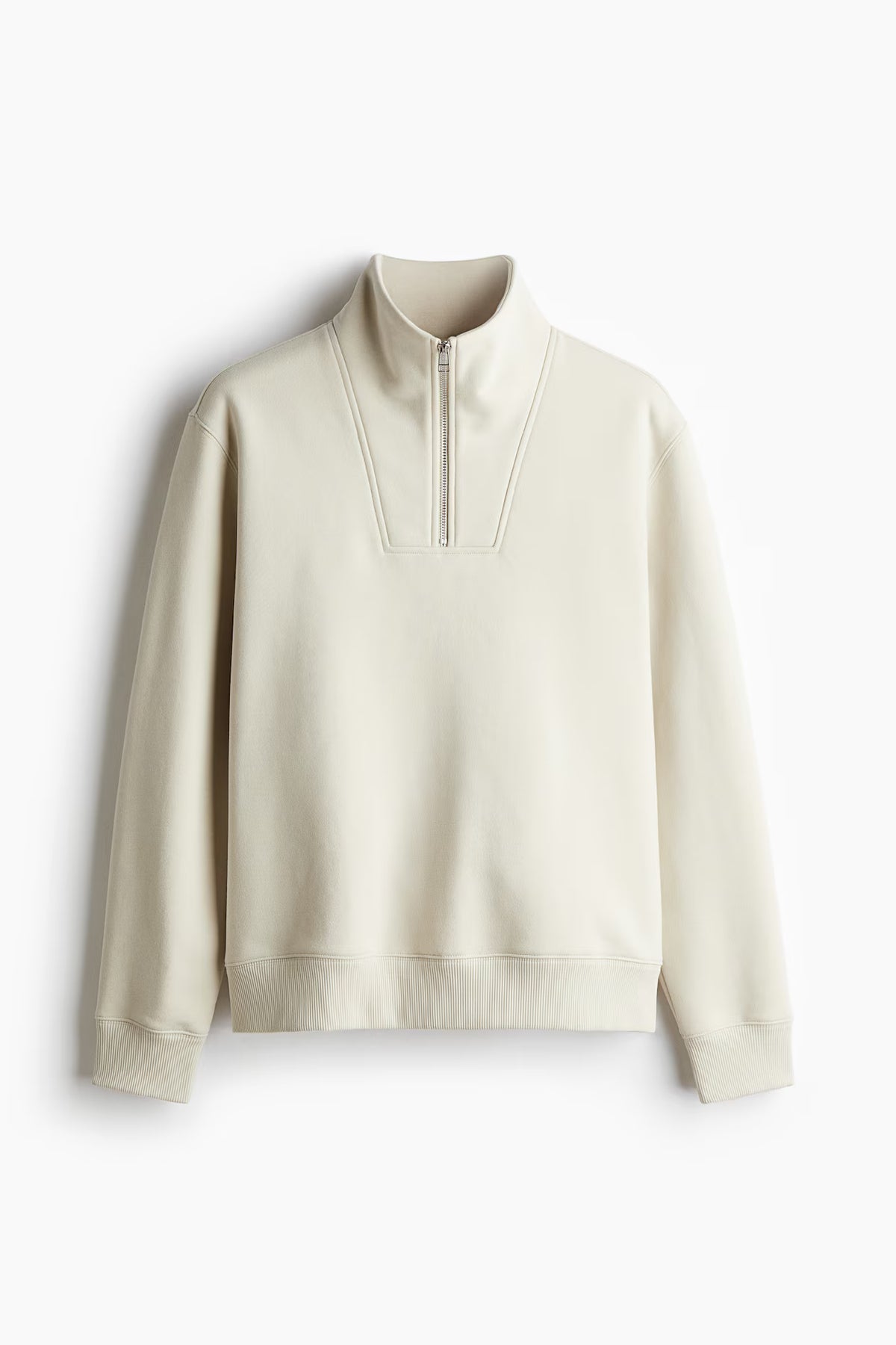 Beige half-zip sweatshirt for men classic