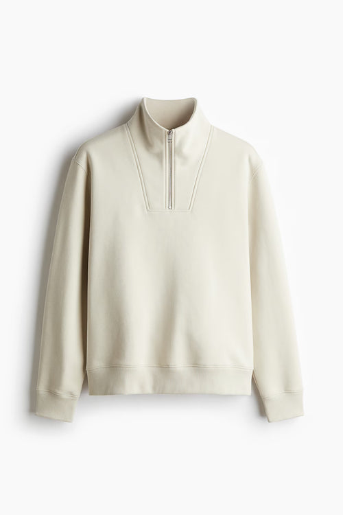 Beige half-zip sweatshirt for men classic