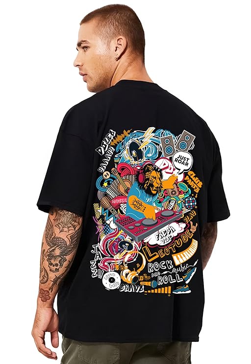 Letoude black over sized t-shirt for men