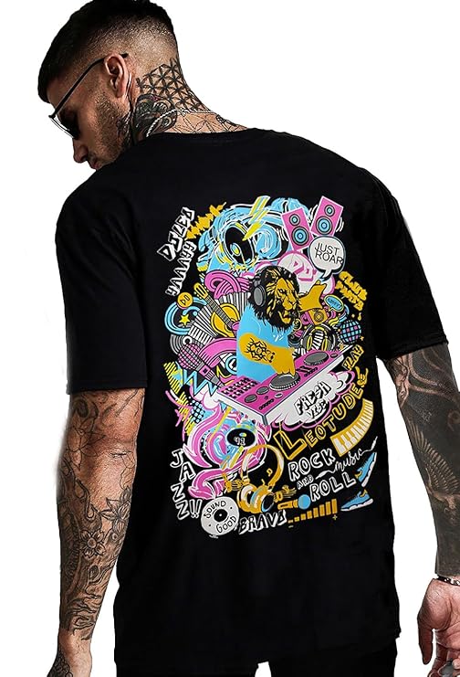 Letoude black over sized t-shirt for men
