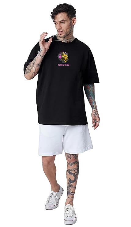 Letoude black over sized t-shirt for men