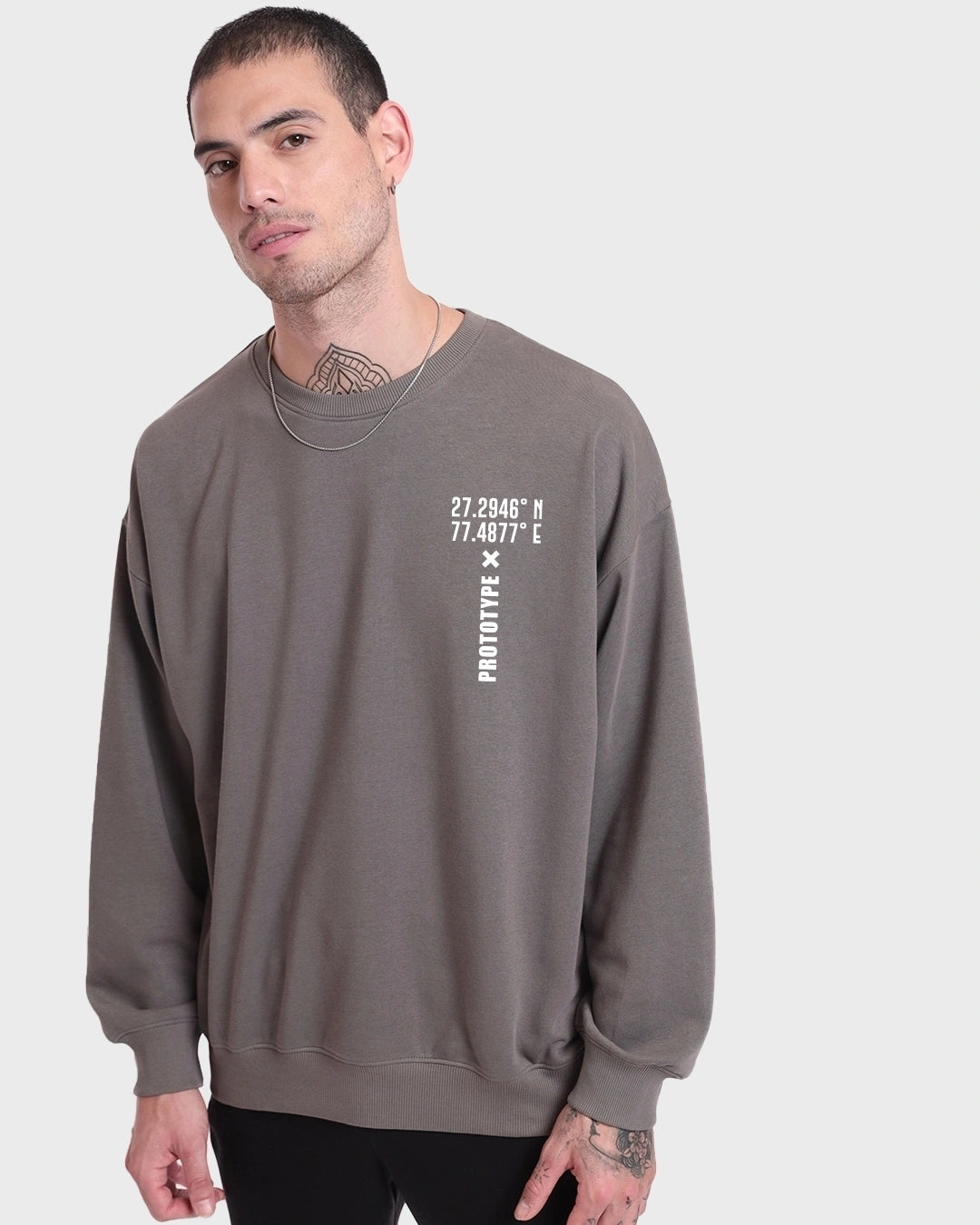 Men's grey protype graphic design printed sweat shirt