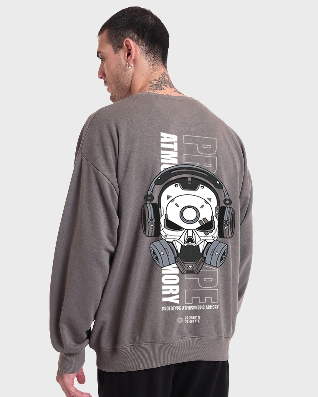 Men's grey protype graphic design printed sweat shirt