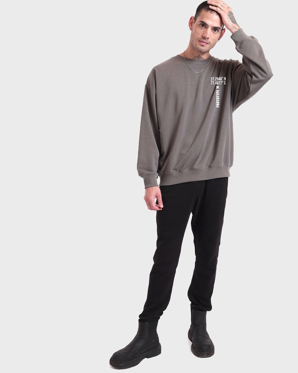 Men's grey protype graphic design printed sweat shirt
