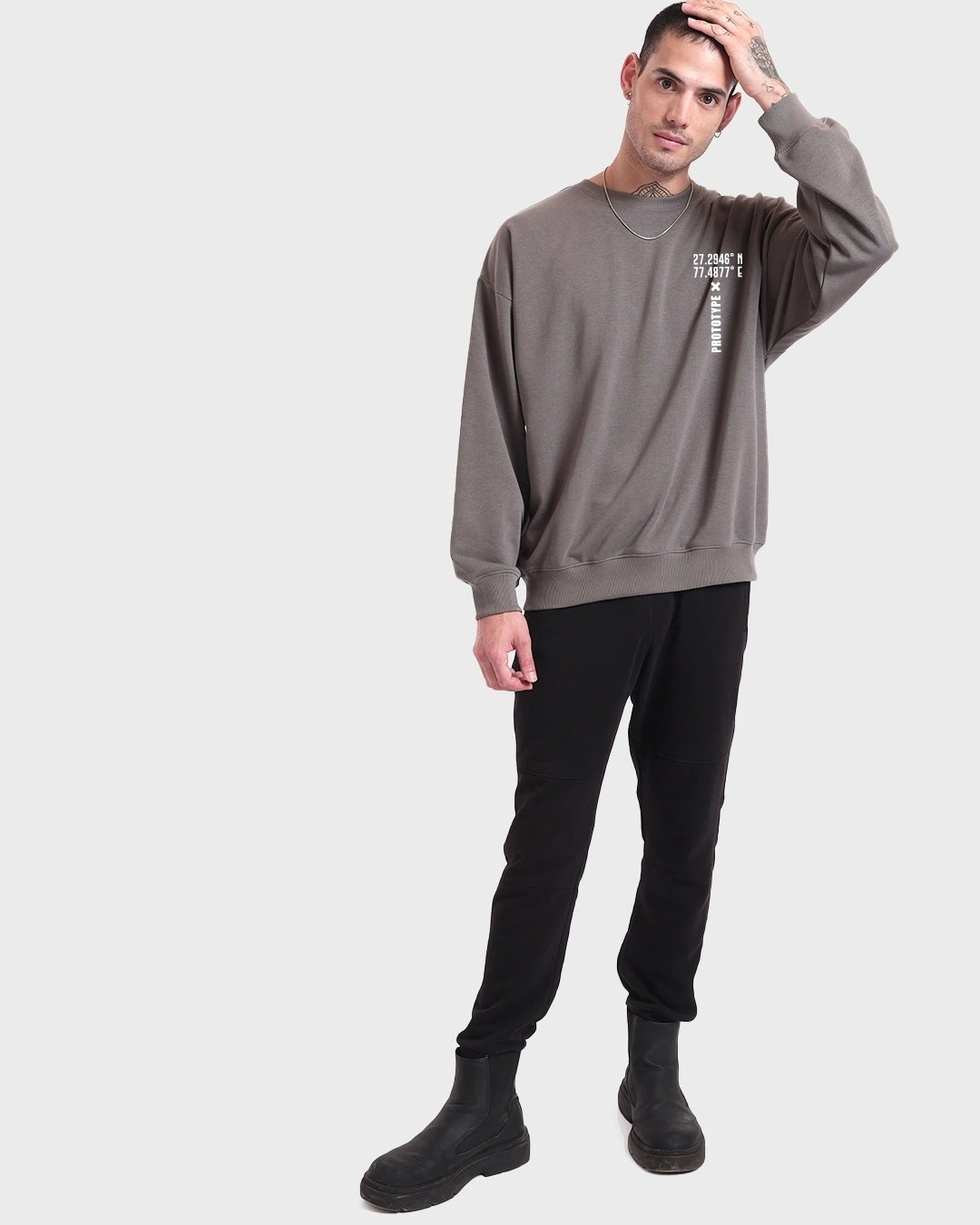 Men's grey protype graphic design printed sweat shirt