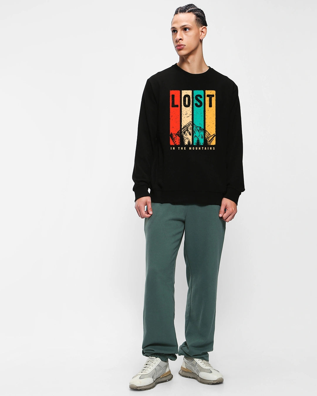 men's black lost-in the mountains sweat shirt