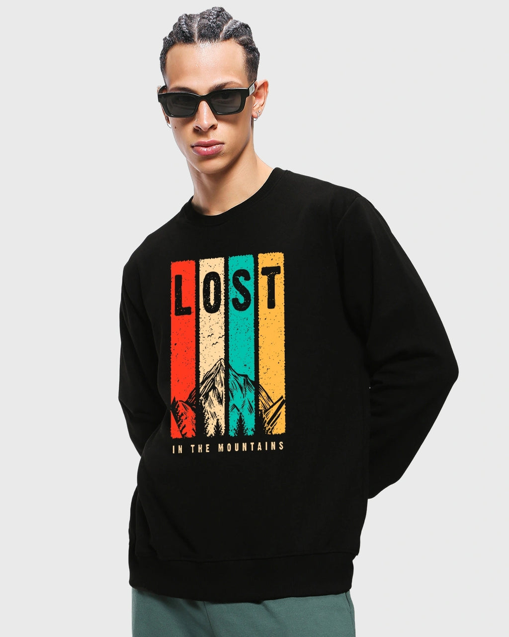 men's black lost-in the mountains sweat shirt