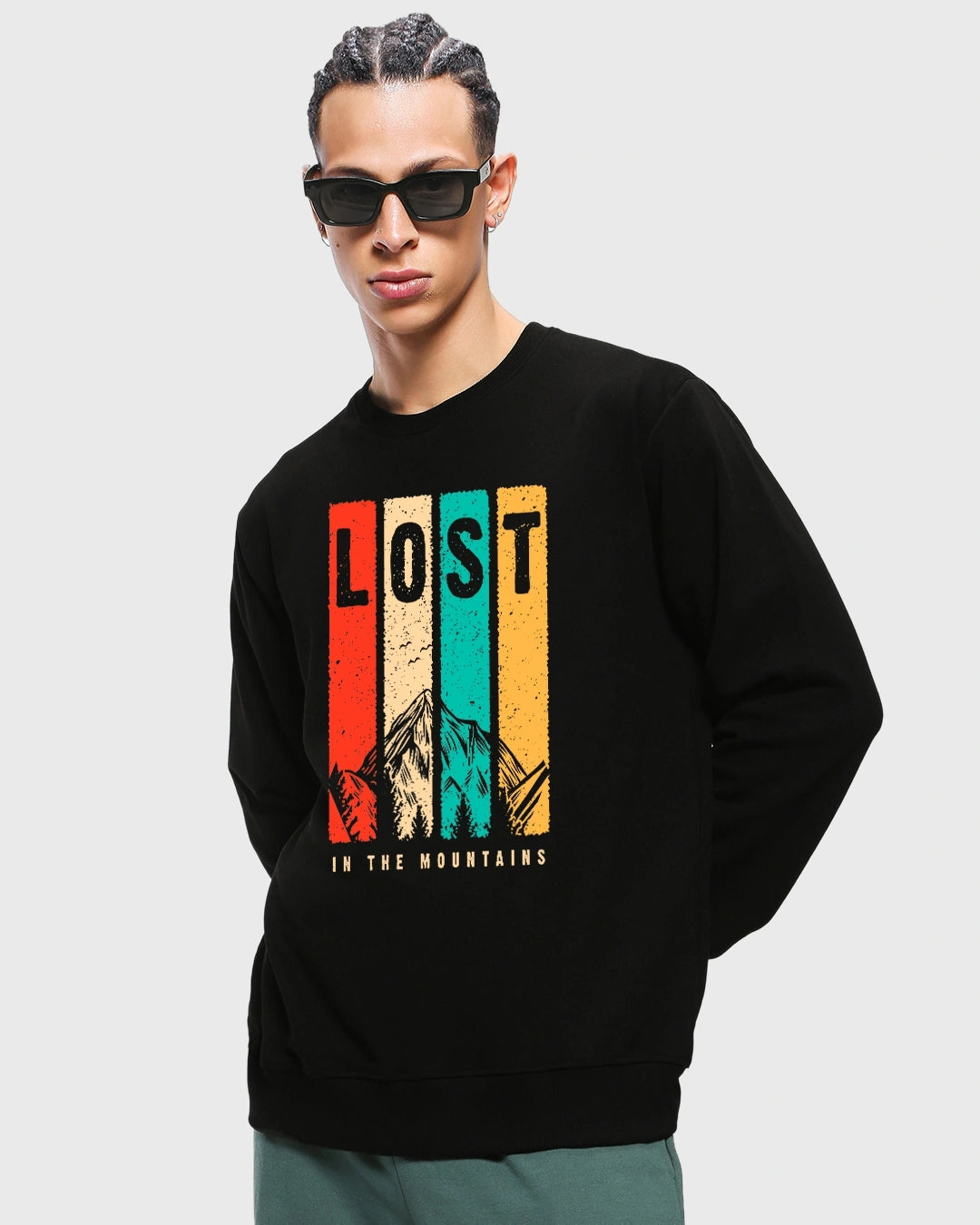 men's black lost-in the mountains sweat shirt