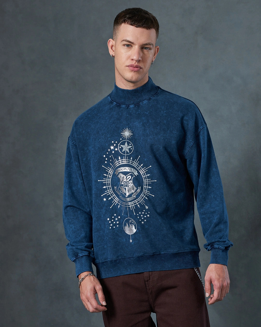 Men's blue Welcome graphic printed sweat shirt
