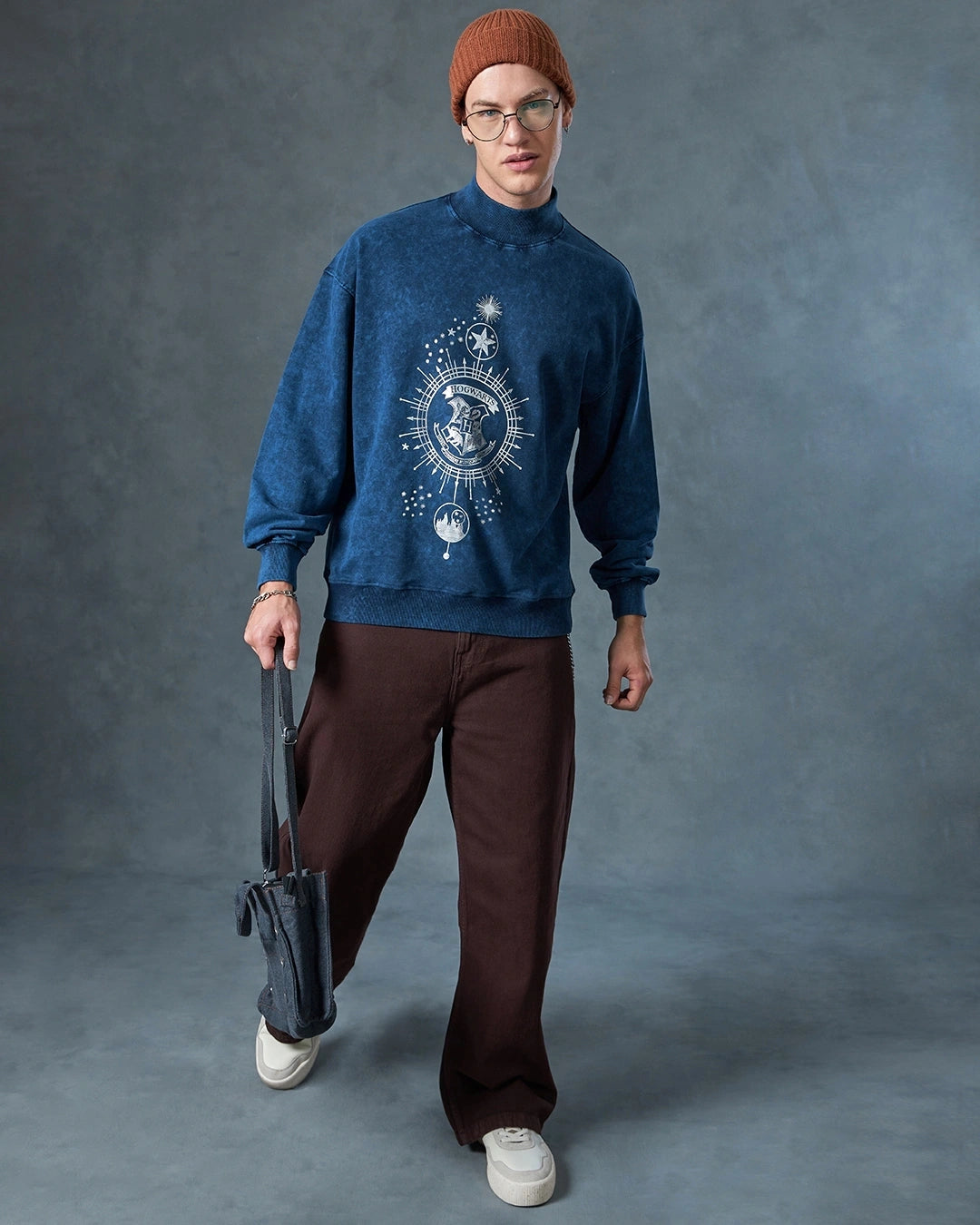 Men's blue Welcome graphic printed sweat shirt
