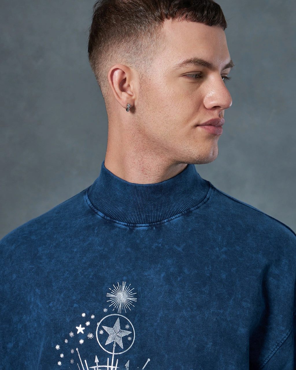 Men's blue Welcome graphic printed sweat shirt