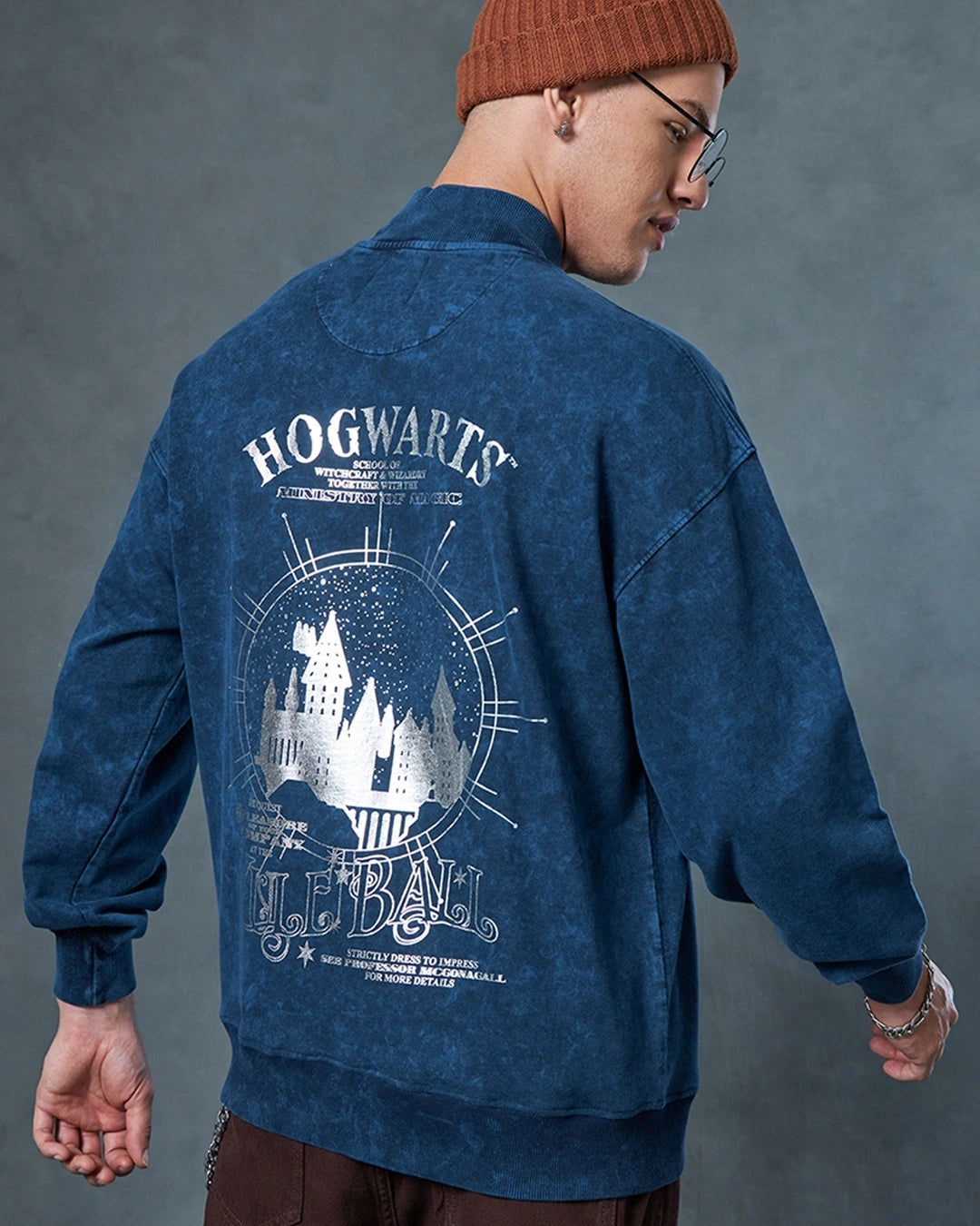 Men's blue Welcome graphic printed sweat shirt