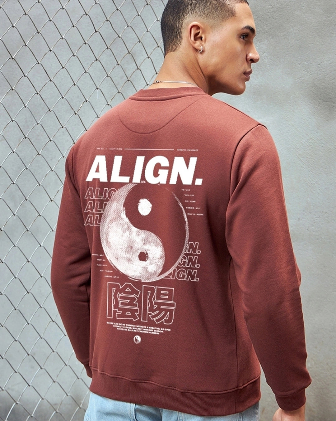 Men's brown Align graphic printed sweat shirt for men