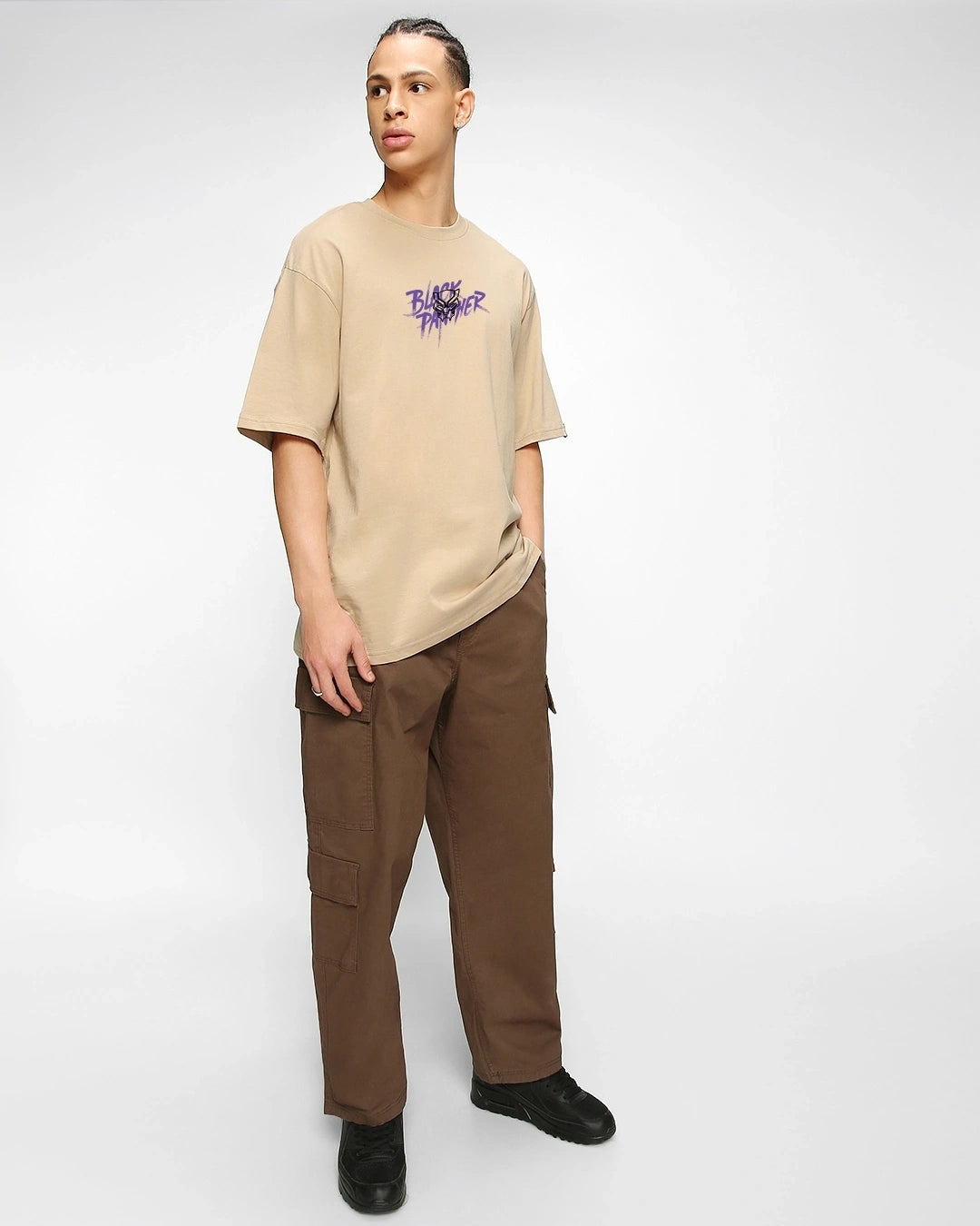 brown black panther warrior over sized t-shirt for men
